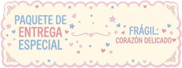 Sello de la caja: Paquete de entrega especial. Frágil: corazón delicado